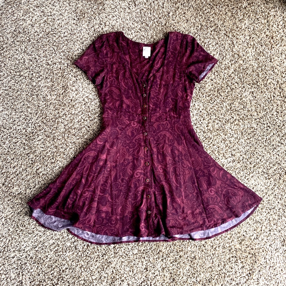 Twik Button Down Maroon/Purple Dress